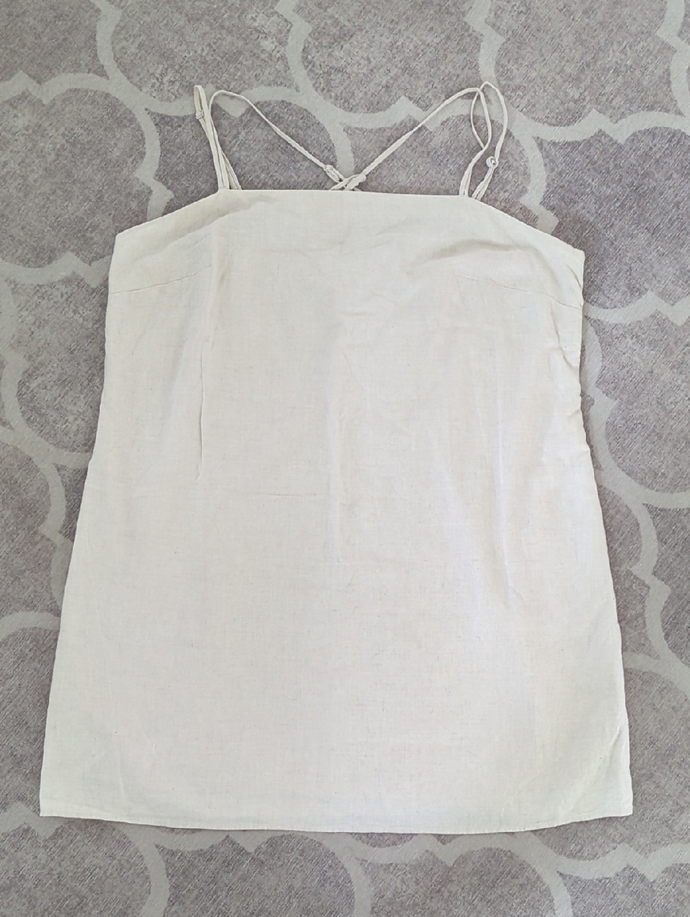 H&M Cream Linen Dress Strap Shoulder Size XL